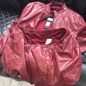 Women's Red Leather Jacket